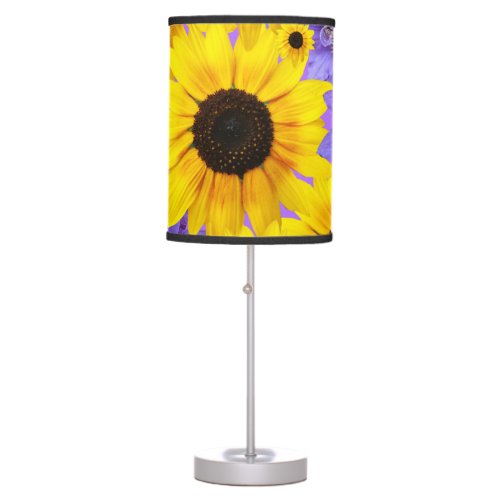 Yellow Sunflower and Purple Floral Colorful  Table Lamp