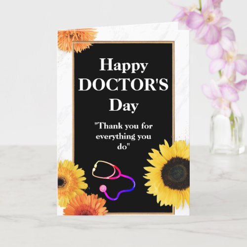 Yellow Sunflower and stethoscope Doctors Day  Card
