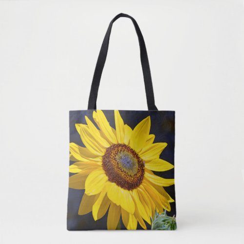 Yellow sunflower art tote bag