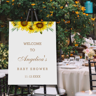 Yellow Sunflower Baby Girl Shower Welcome Sign