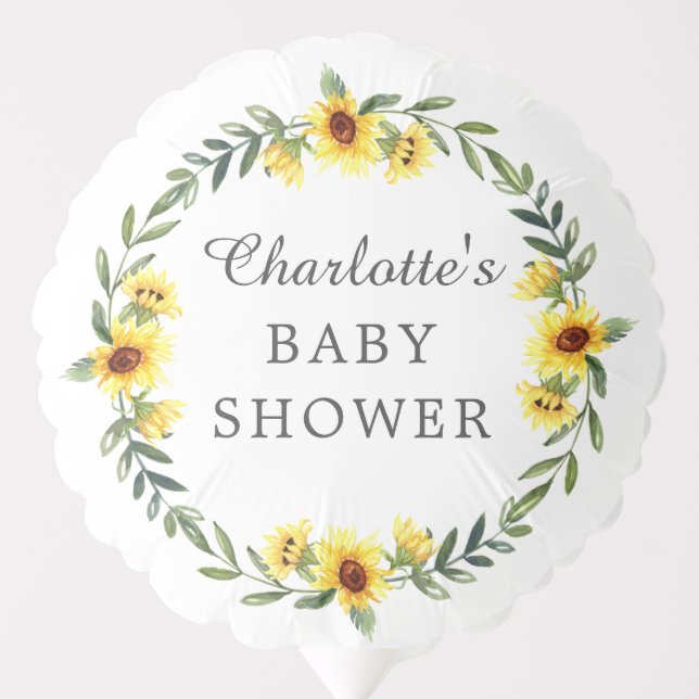 Yellow Sunflower Baby Shower Balloon (Front)