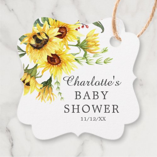 Yellow Sunflower Baby Shower Favor Gift Tag