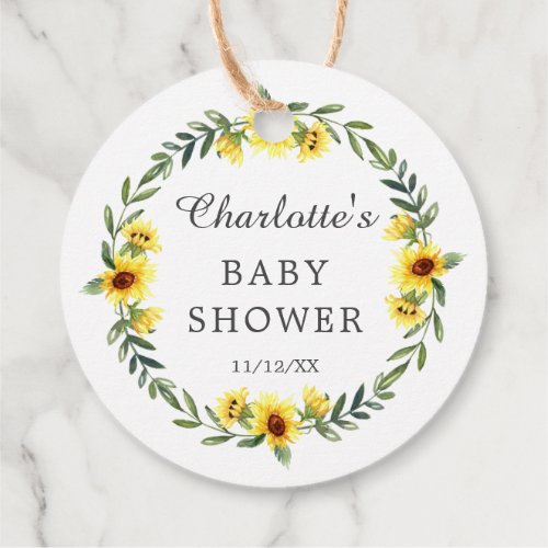 Yellow Sunflower Baby Shower Favor Gift Tag