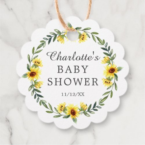 Yellow Sunflower Baby Shower Favor Gift Tag