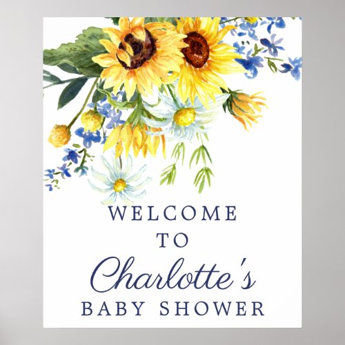 Yellow Sunflower Baby Shower Welcome Sign