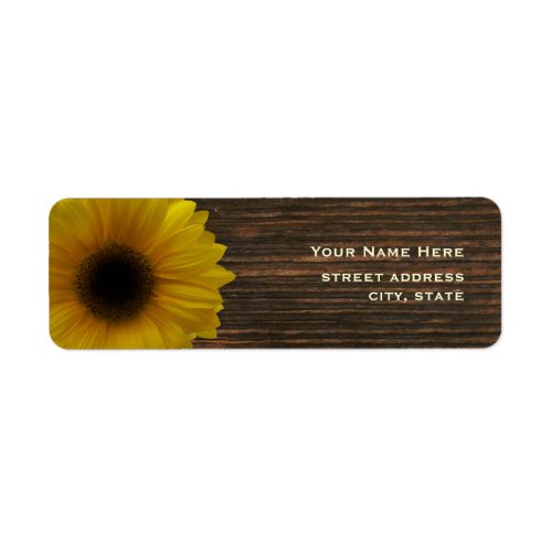 Yellow Sunflower  Barnwood Address Label