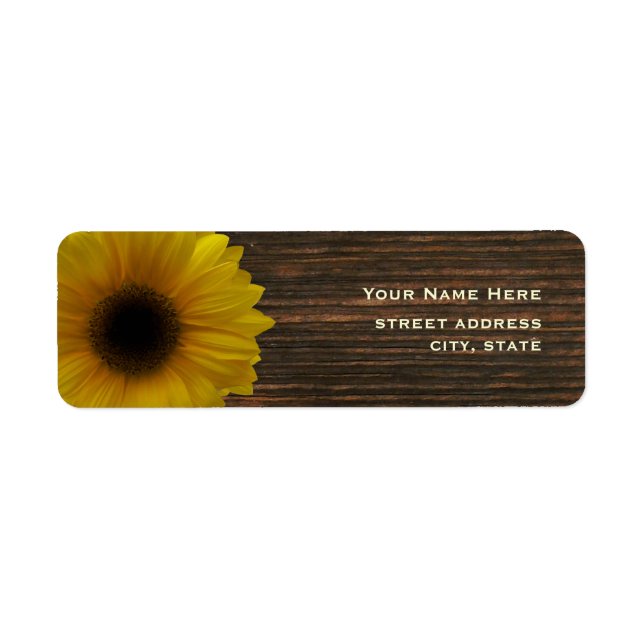 Yellow Sunflower & Barnwood Address Label (Front)