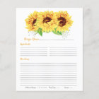 Yellow Sunflower Binder Recipe Inserts