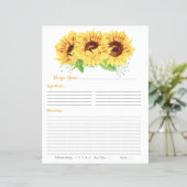 Yellow Sunflower Binder Recipe Inserts (Standing Front)