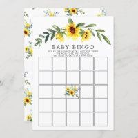 Yellow Sunflower BINGO Baby Shower Game Invitation