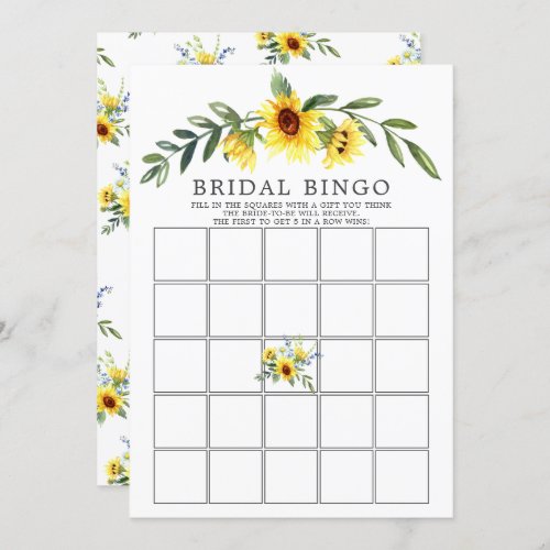 Yellow Sunflower BINGO Bridal Shower Game Invitation