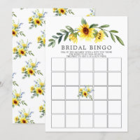 Yellow Sunflower BINGO Bridal Shower Game