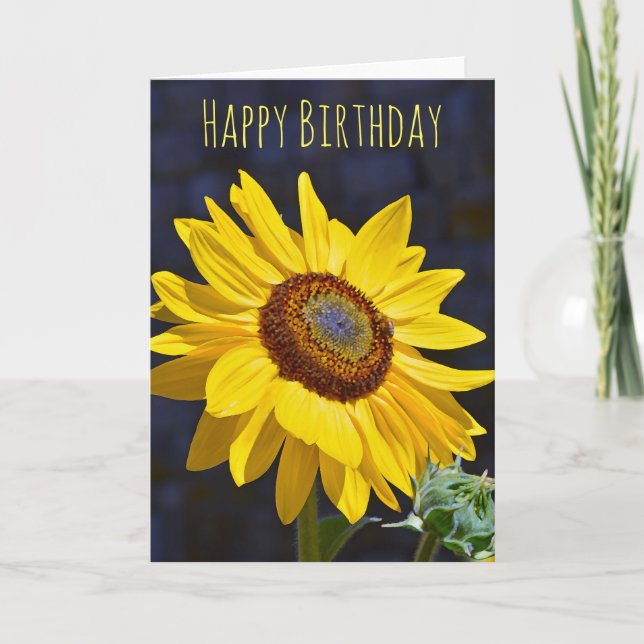 Yellow sunflower birthday card (Front)
