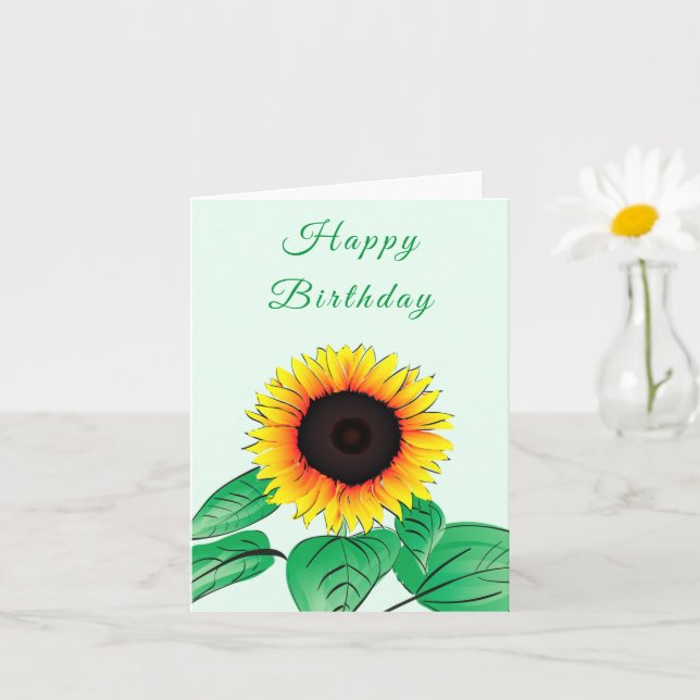 Yellow Sunflower Birthday Card - Customizable (Small Plant)