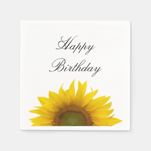 Yellow Sunflower Birthday  Napkins