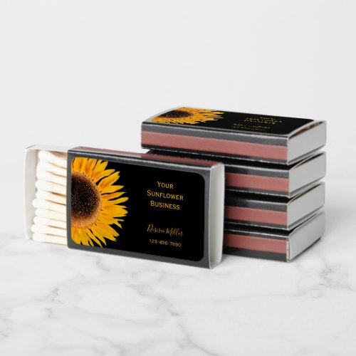 Yellow Sunflower Black Background Country Rustic Matchboxes