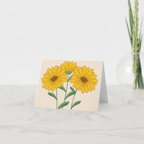 Yellow Sunflower Blank Floral Note Card