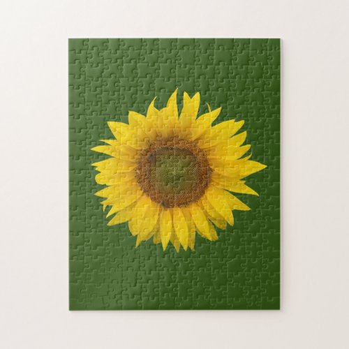 Yellow Sunflower Bloom Green Jigsaw Puzzle