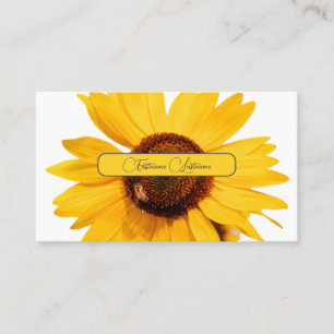 Yellow sunflower blossom elegant gray rectangle business card