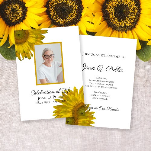 Yellow Sunflower Blossoms Celebration of Life Invitation