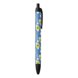 Yellow Sunflower Blue Background Flower Floral Pen