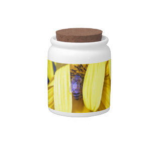 Yellow Sunflower, Blue bee Candy Jar