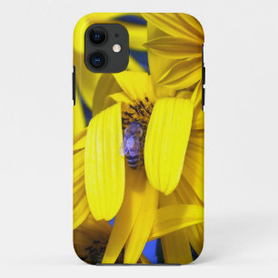Yellow Sunflower, Blue Bee iPhone 5 Case