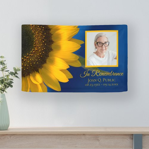 Yellow Sunflower Blue Celebration of Life Funeral Banner