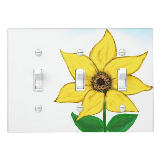 Yellow Sunflower Blue Sky Light Switch Cover (In Situ)