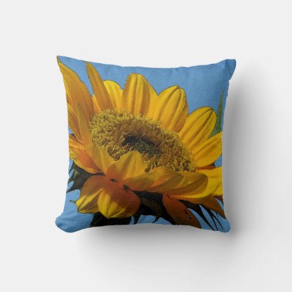 Yellow Sunflower Blue Sky Pillow