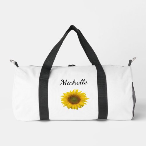 Yellow Sunflower Botanical Floral Duffle Bag