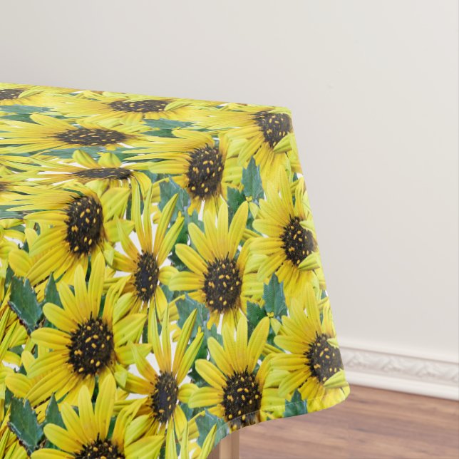 Yellow Sunflower Bouquet Bright Floral Rectangle Tablecloth (In Situ)