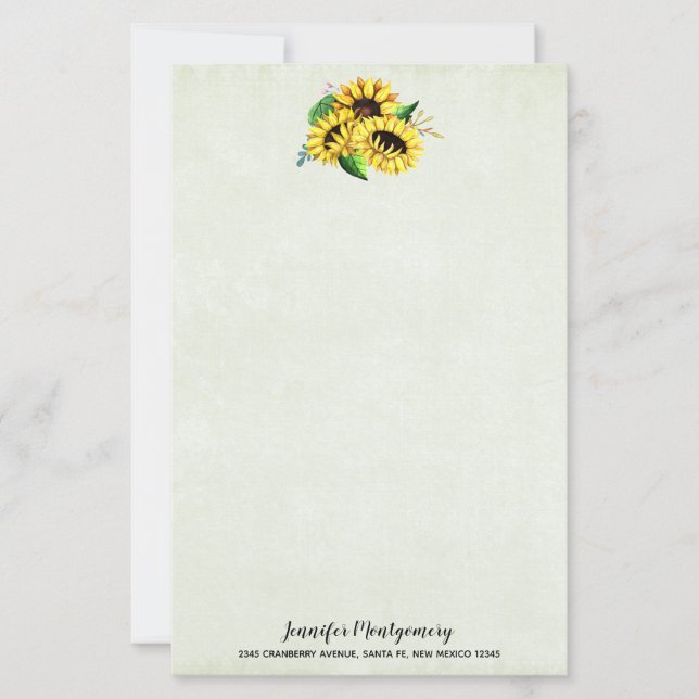  Yellow Sunflower Bouquet in Watercolor (Front)