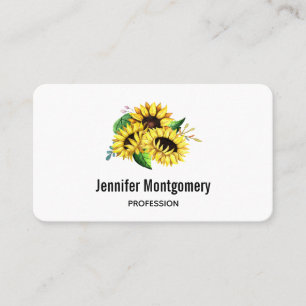 Yellow Sunflower Bouquet in Watercolor Business Card