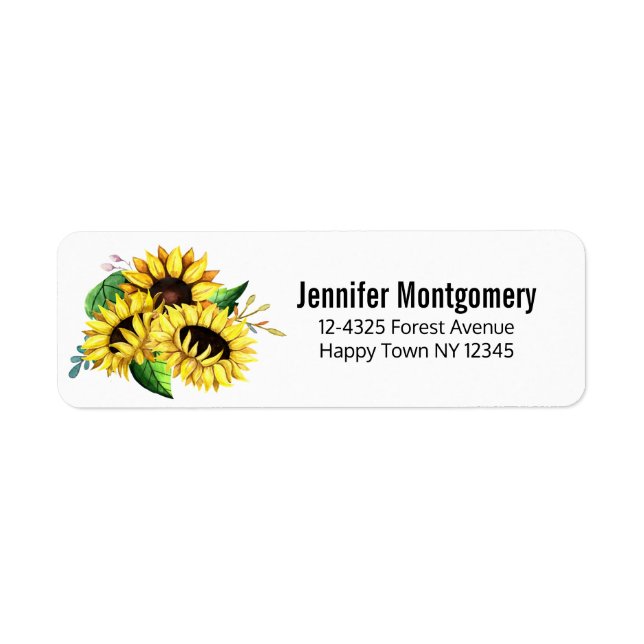 Yellow Sunflower Bouquet in Watercolor Label (Front)