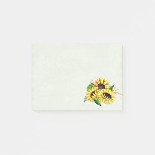 Yellow Sunflower Bouquet in Watercolor Post-it Notes