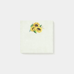 Yellow Sunflower Bouquet in Watercolor Post-it Notes