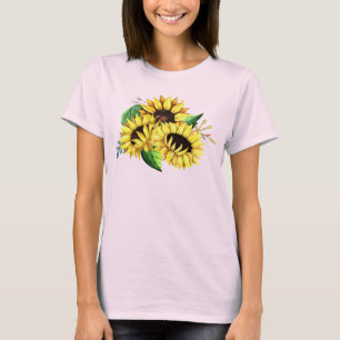 Yellow Sunflower Bouquet in Watercolor T-Shirt