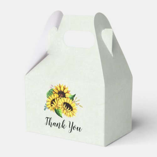  Yellow Sunflower Bouquet in Watercolor Thank You Favor Boxes