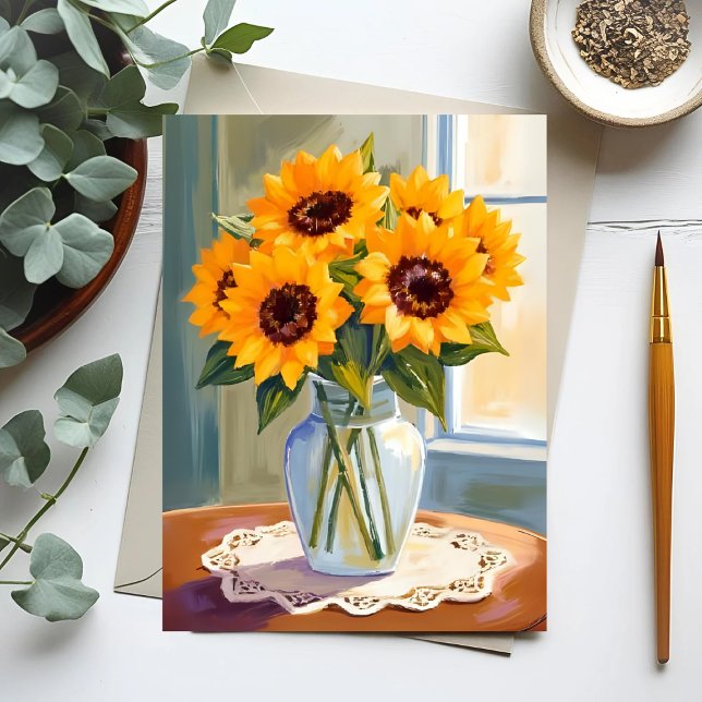 Yellow Sunflower Bouquet Watercolor Floral Postcard (Creator Uploaded)