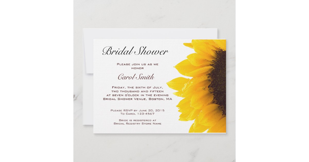 Yellow Sunflower Bridal Shower Invitation | Zazzle