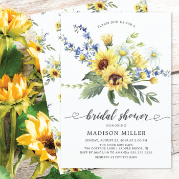 Yellow Sunflower Bridal Shower Invitation by invitationstop at Zazzle