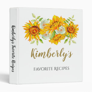 Yellow Sunflower Bridal Shower Recipe Binder