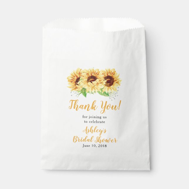 Yellow Sunflower Bridal Shower Thank You Favor Bag (Front)