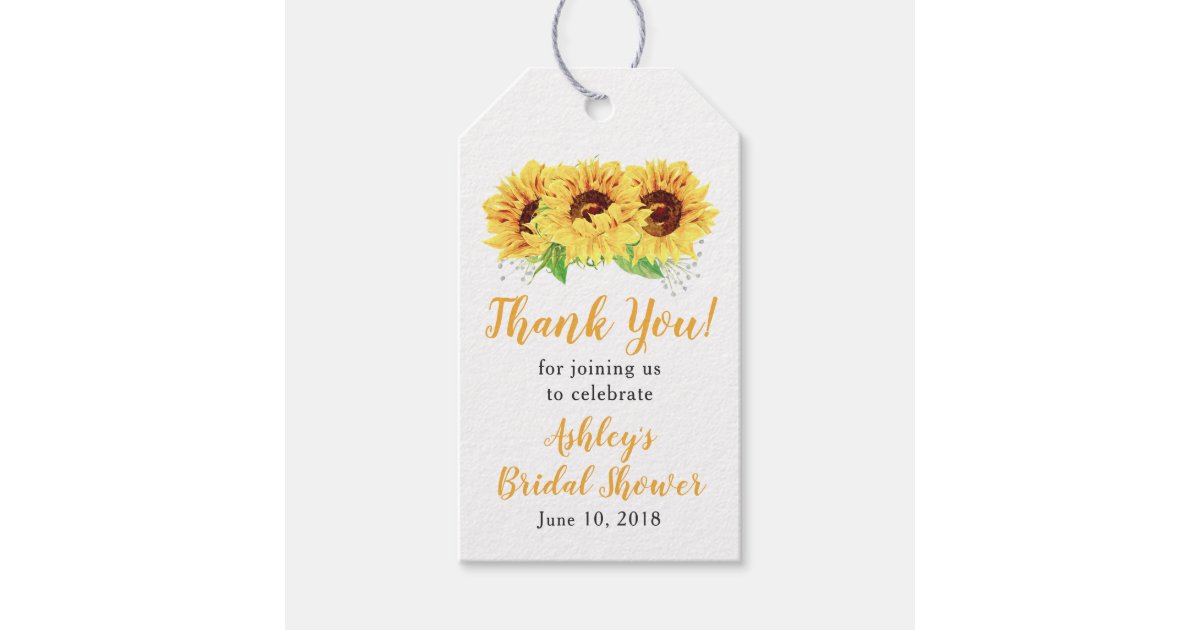 yellow sunflower bridal shower thank you gift tags zazzlecom