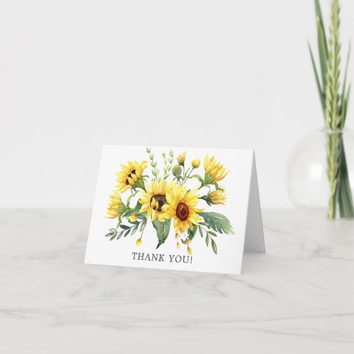 Yellow Sunflower Bridal Shower Thank You Note