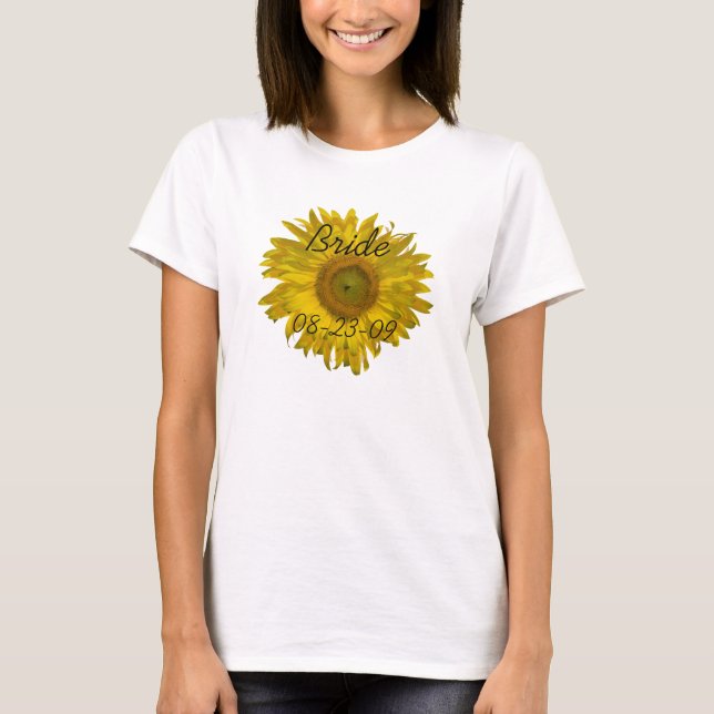 Yellow Sunflower Bride Wedding T-Shirt (Front)