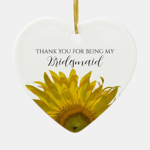 Yellow Sunflower Bridesmaid Thank You Ceramic Ornament