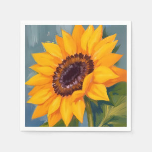 Yellow Sunflower Bright Watercolor Floral Napkins