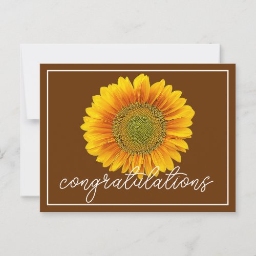 Yellow Sunflower Brown Background Congratulations Postcard